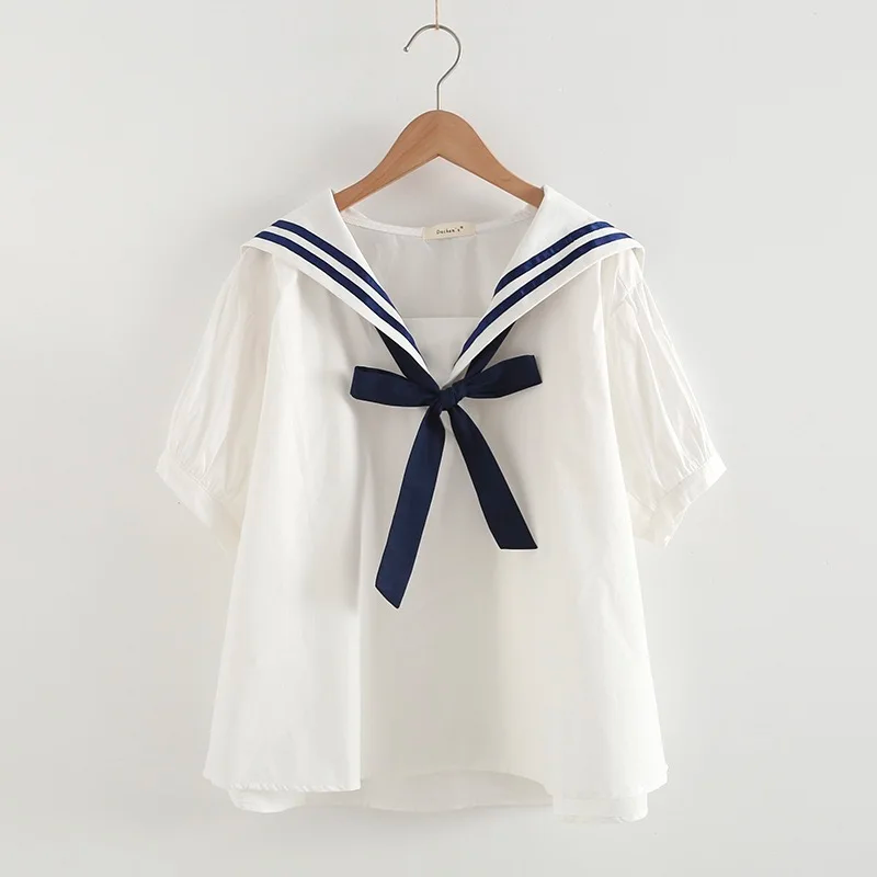 Sailor Collar Bow Blouse (4 Colours)