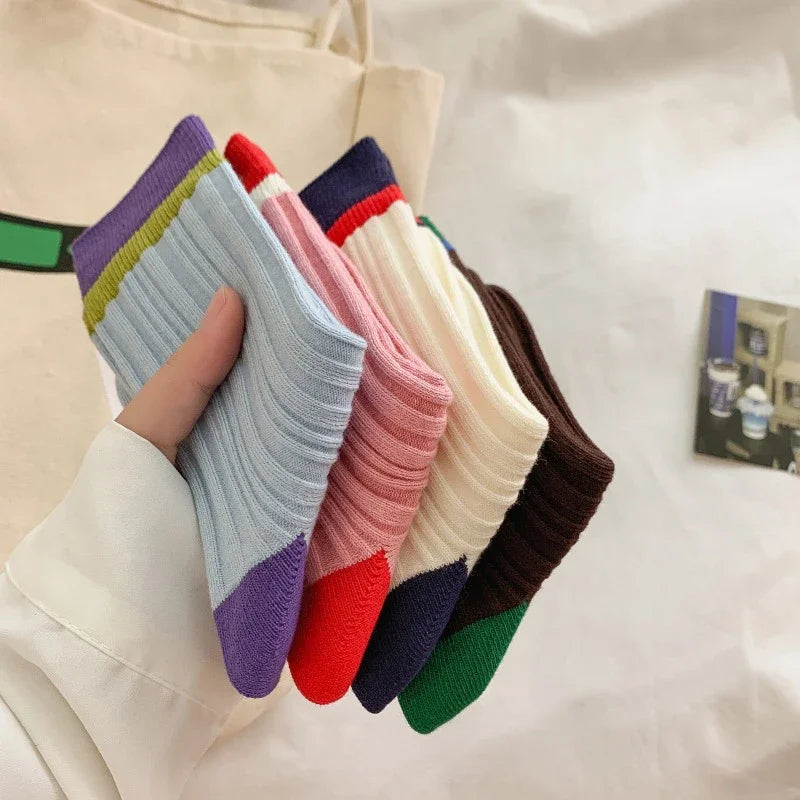 Contrast Stripe Crew Socks - Ice Cream Cake