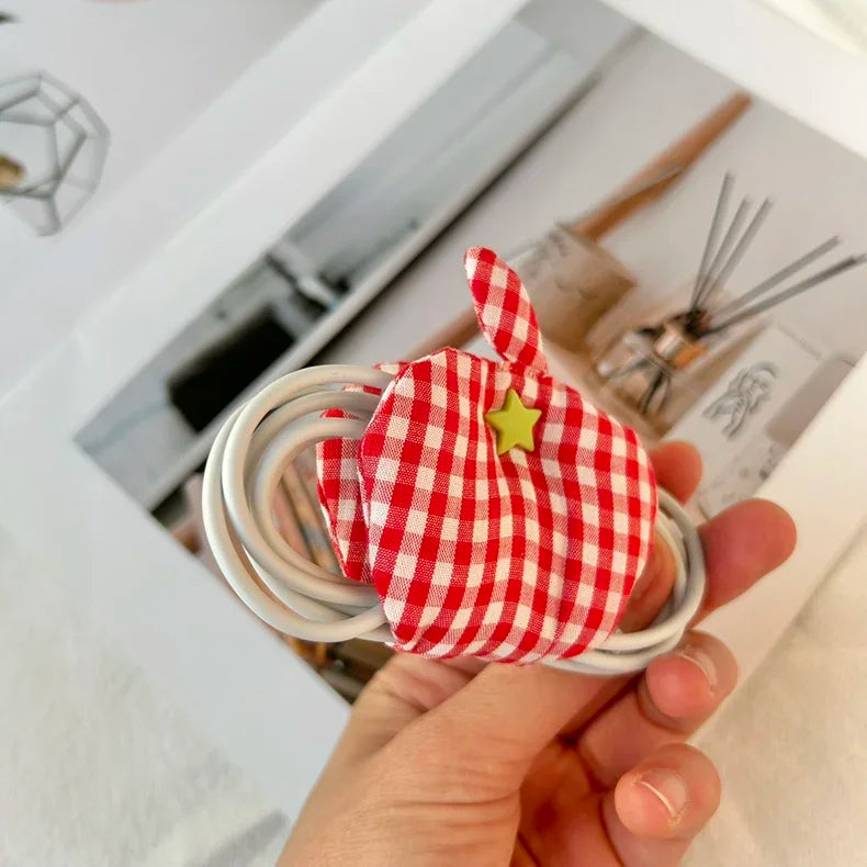 Gingham Apple Wire Tidy