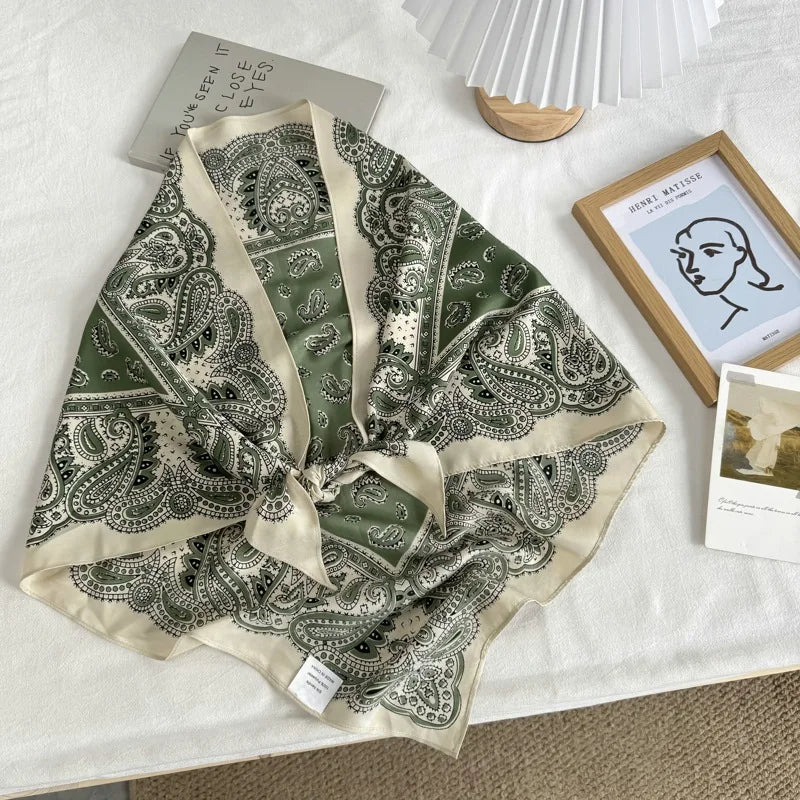 Korean-Style Multi-Functional Triangular Binder Silk Scarf High-Grade Bandage Dress Fart Curtain Tie Stoles Shawls Small Scarf - Ice Cream Cake