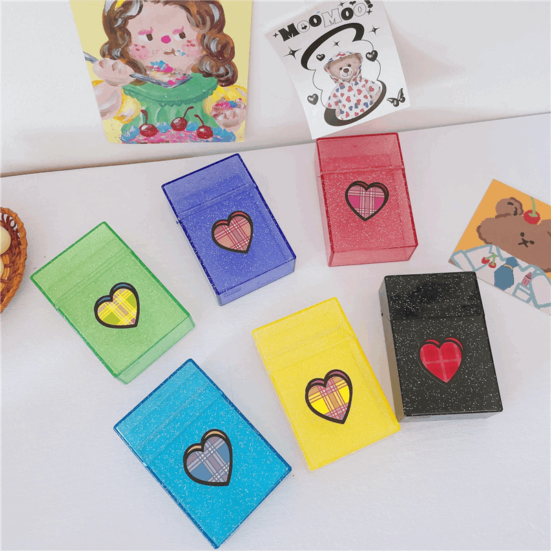 Argyle Heart Glitter Photo Card Storage Case (6 colors)