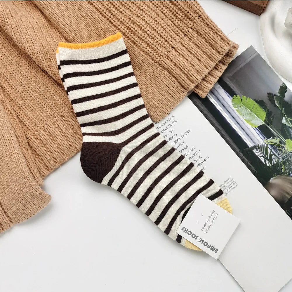 Contrast Stripe Crew Socks