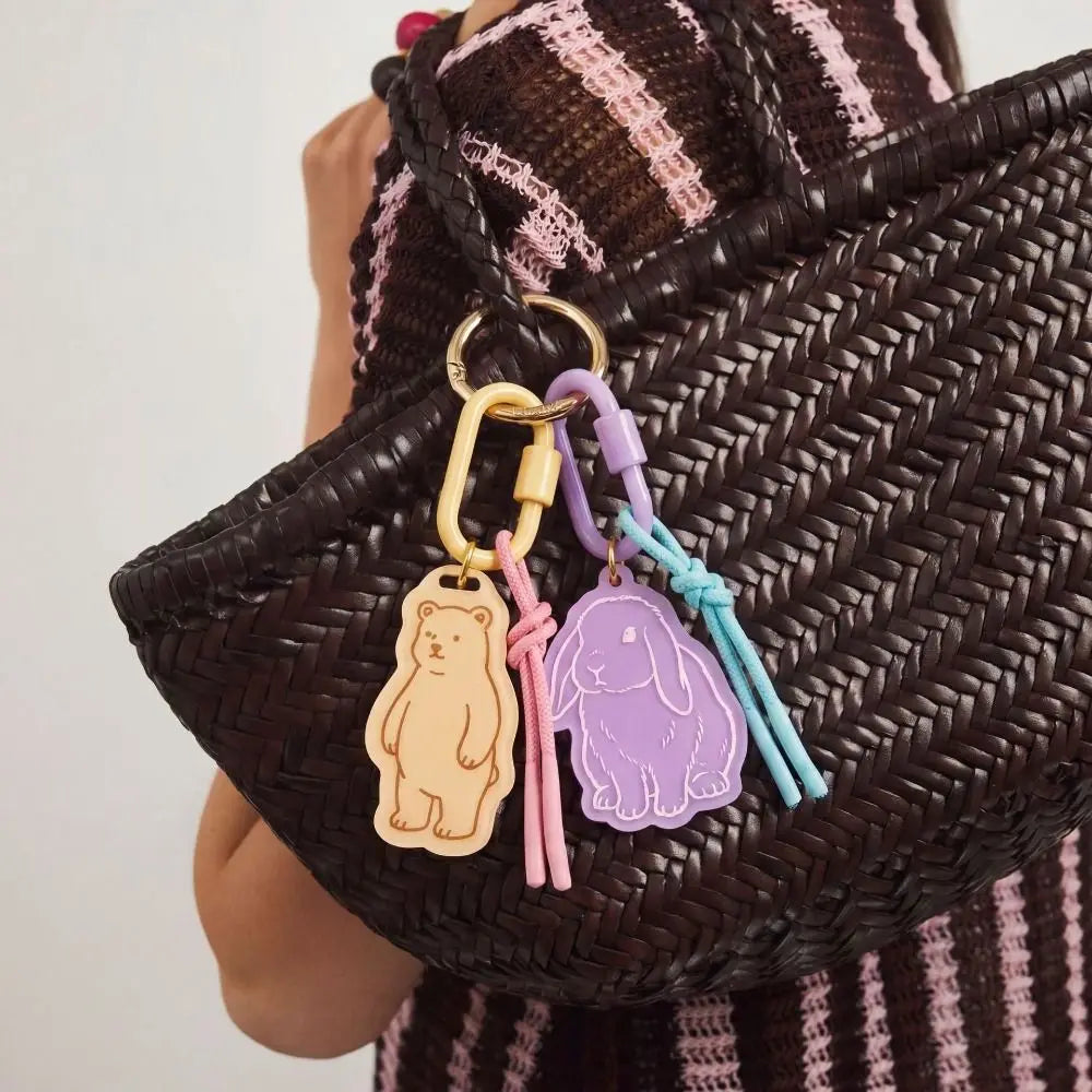Printed Dog Rope Woven Acrylic Keychain Cat Rabbit Animals Series Pendant Cartoon Design Deer Bag Chain Charms DIY Accessories - Ice Cream Cake