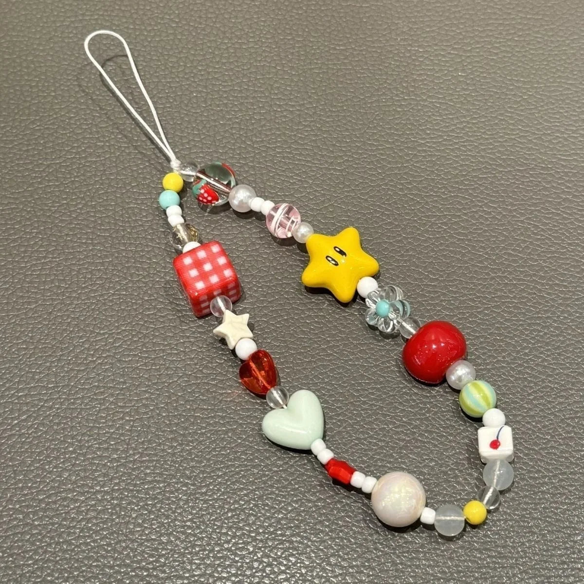 Cute Stars Pendant Beaded Phone Charm Chain Keycord For iPhone 18 17 Camera Bag Girls Strap Gifts Universal Hanging Rope﻿﻿﻿ - Ice Cream Cake