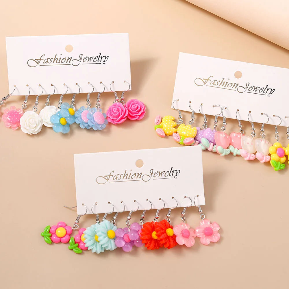 5 Pairs Cartoon Ice Cream Cookie Chocolate Donut Earrings for Women Girls 3D Food Dangle Earrings Kids Jewelry Gifts - Ice Cream Cake