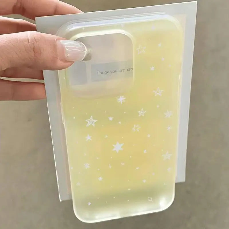 For iPhone 17 16 15 14 13 12 11 Pro Max Star Ins Matte Half-Transparent Anti-Drop Protection 1D010 - Ice Cream Cake