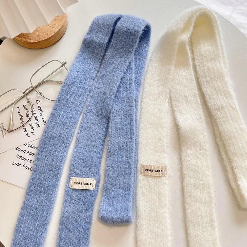 Pastel Colour Knitted Skinny Scarf