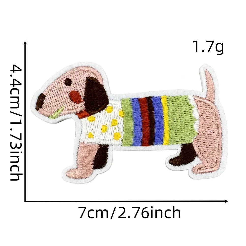 Cartoon Dachshund Embroidered Iron on Patch