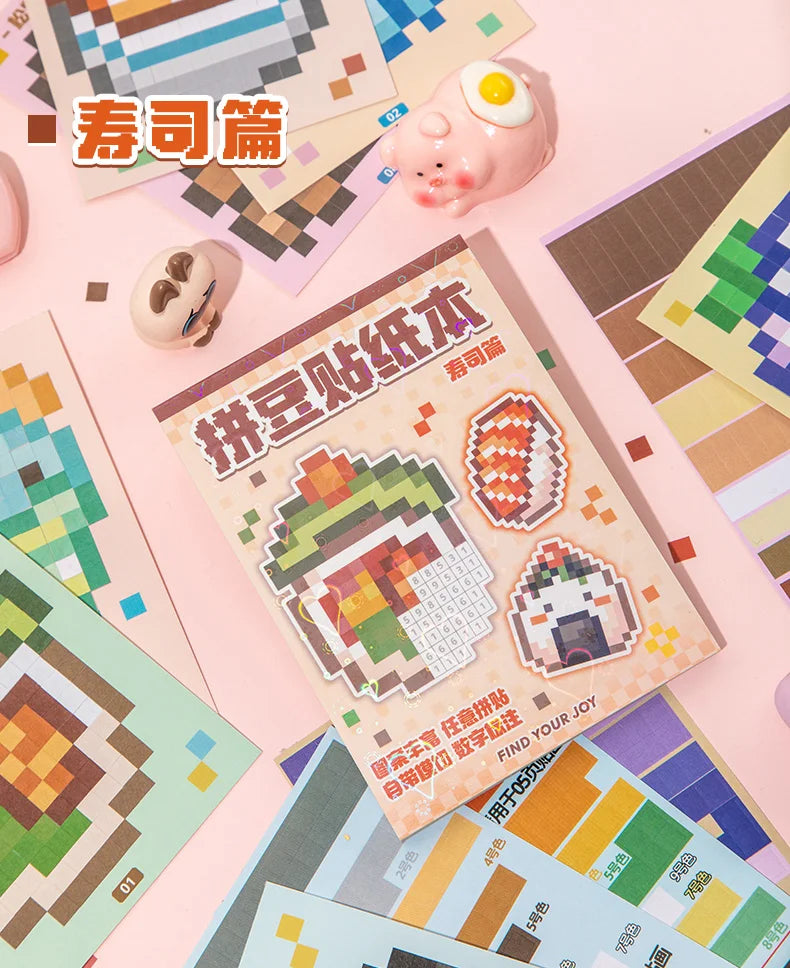 Colour By Numbers Pixel Sticker Book (4 Designs) - Ice Cream Cake