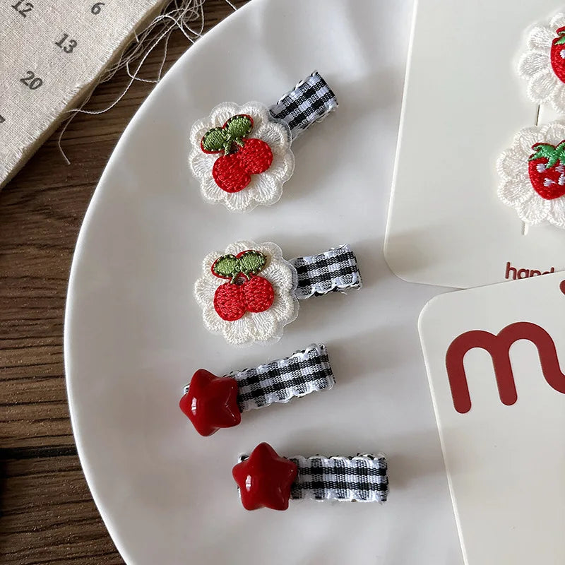 Cottagecore Fruit and Star Hair Clip Set - Ice Cream Cake