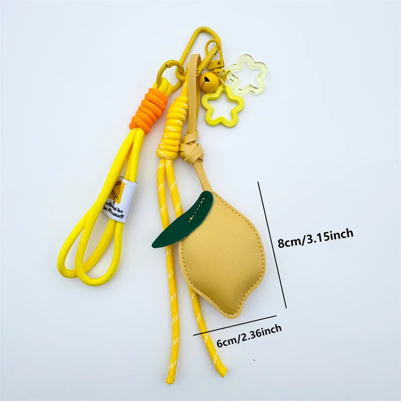 Cute Fruit Keychain Cartoon Lemon PU Leather Bag Pendant Birthday Gifts Car Keyring Girl/Boy - Ice Cream Cake