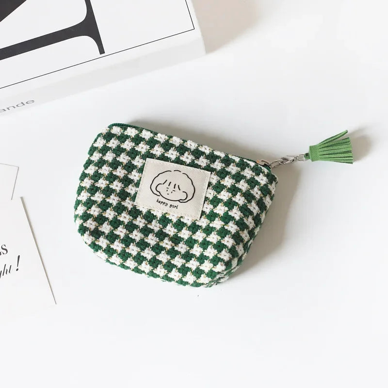 Woven Houndstooth Mini Pouch