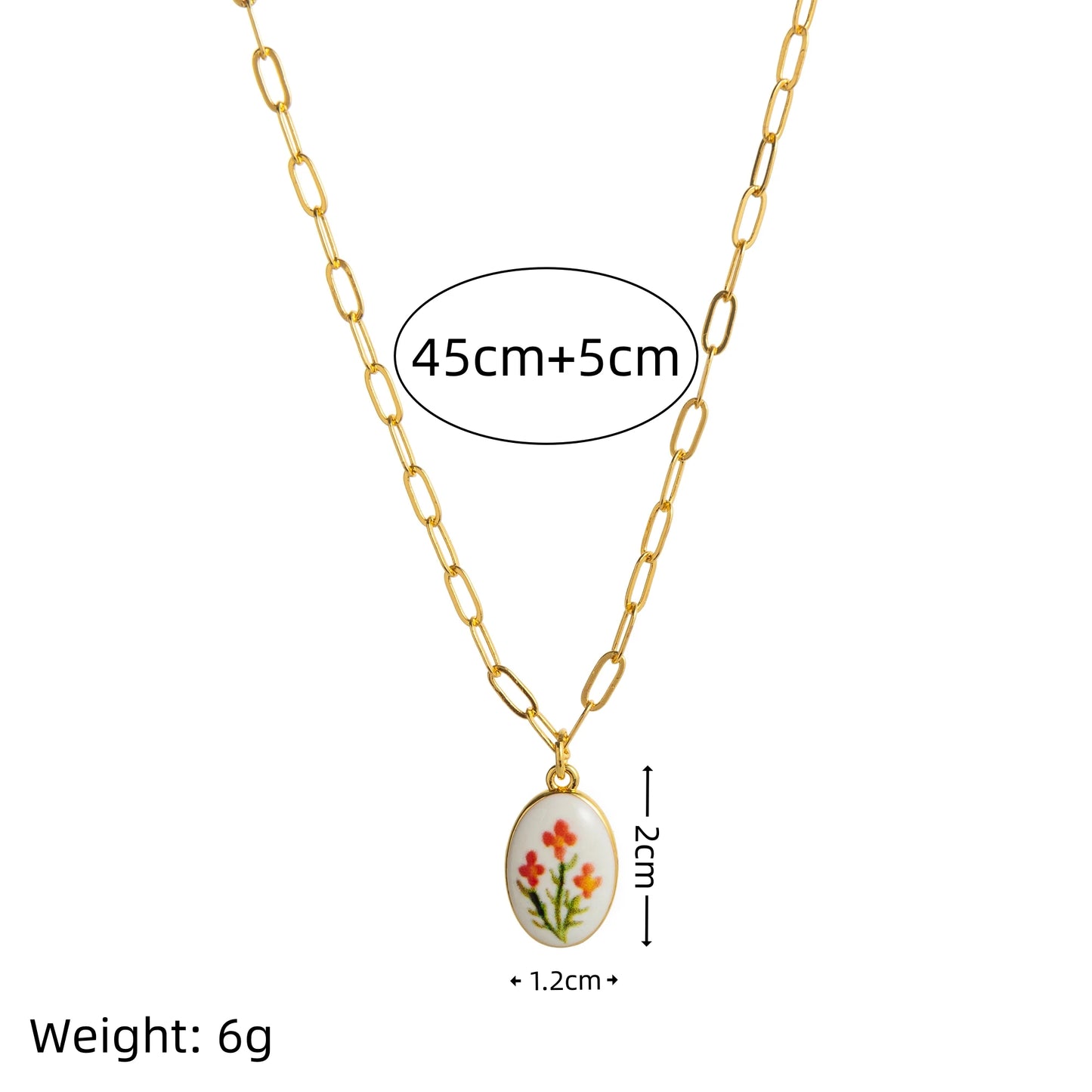 Painted Plants Charm Necklace