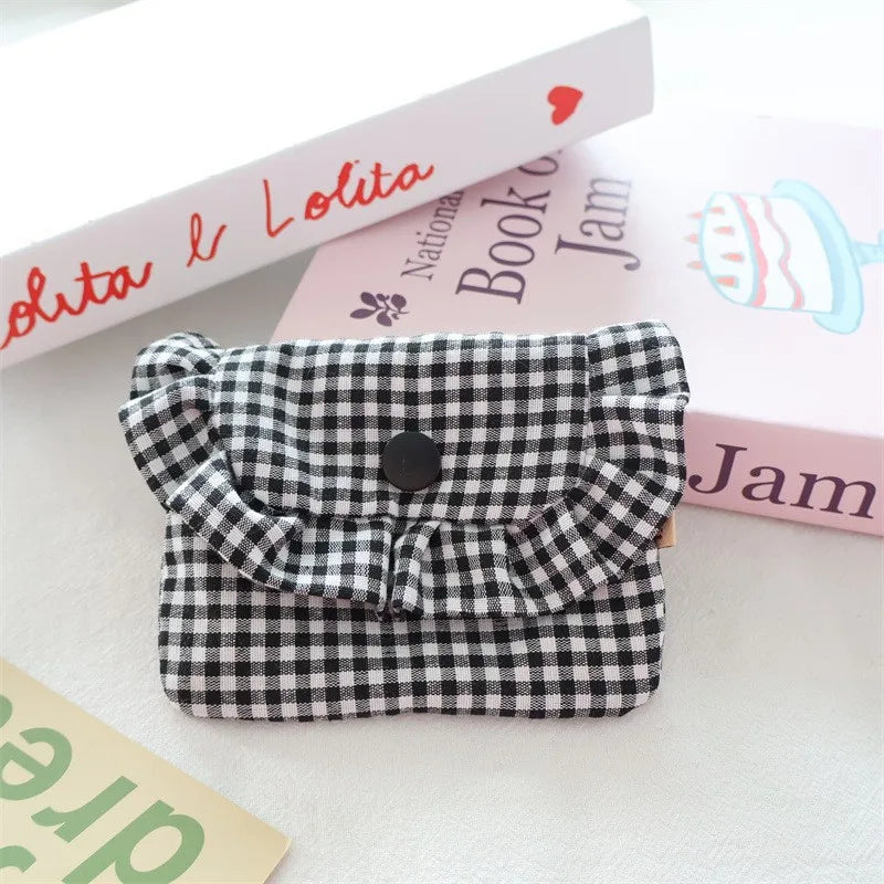 Gingham Ruffle Mini Snap Pouch
