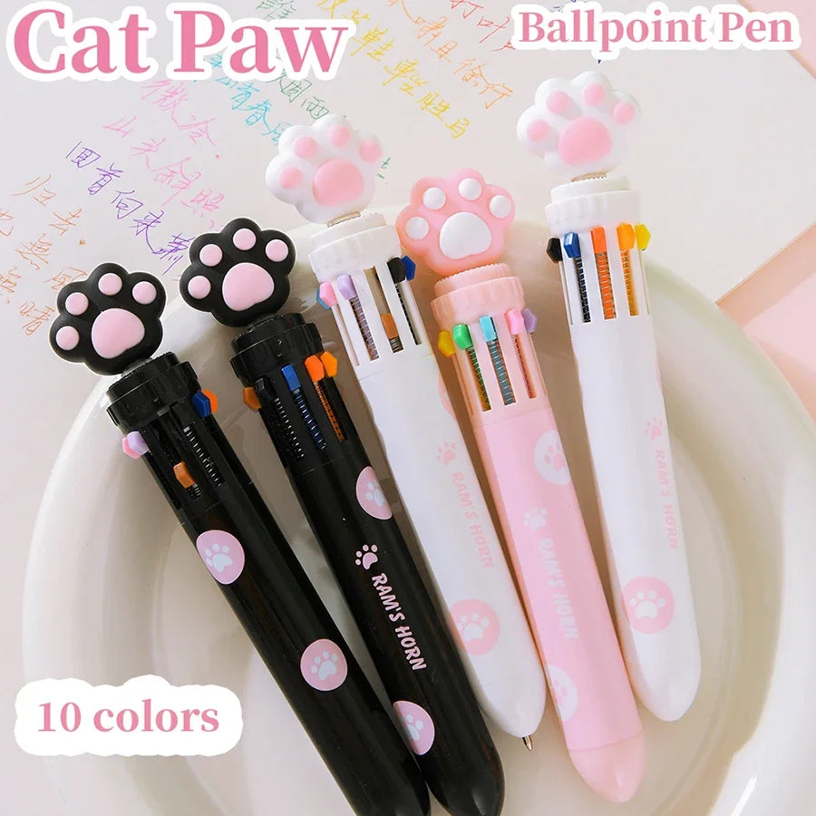 Cat Paw 10 Colours Ballpoint Pen - Ice Cream Cake