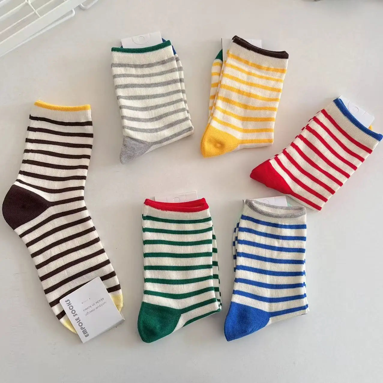 Contrast Stripe Crew Socks