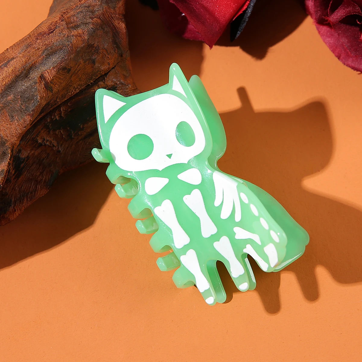 Skeleton Kitty Cat Hair Claw Clip