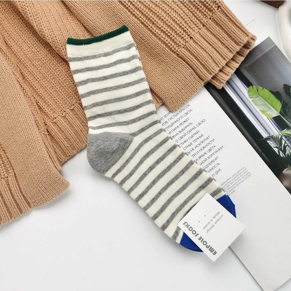 Contrast Stripe Crew Socks