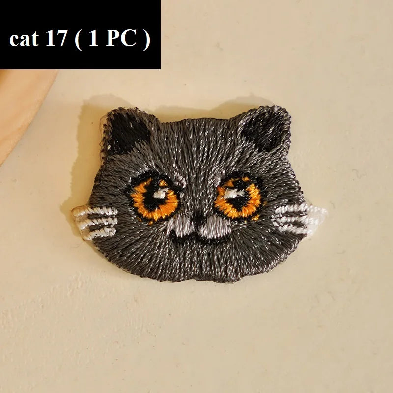 Kitty Cat Embroidered Iron on Patch (15 Designs) - Ice Cream Cake