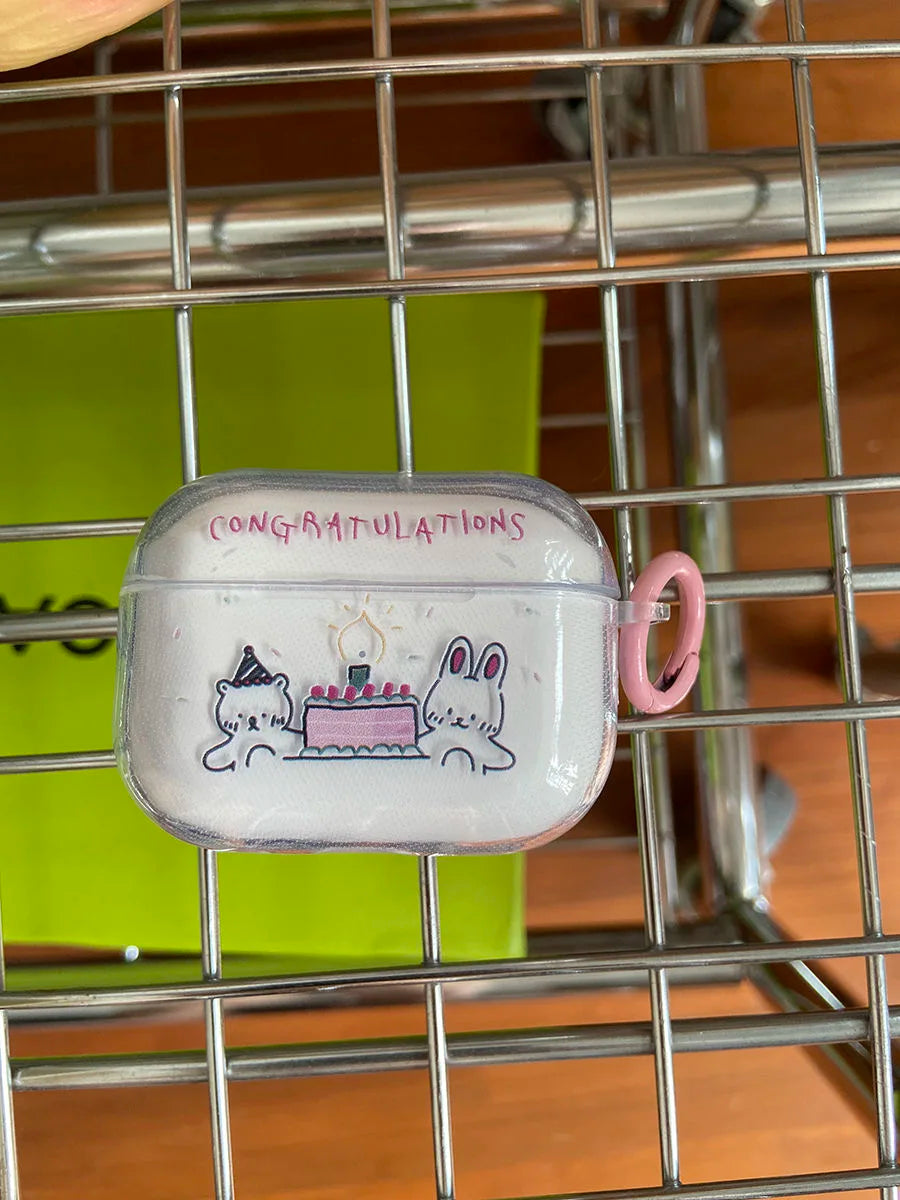 Bear and Bunny Birthday Party AirPods Charger Case Cover