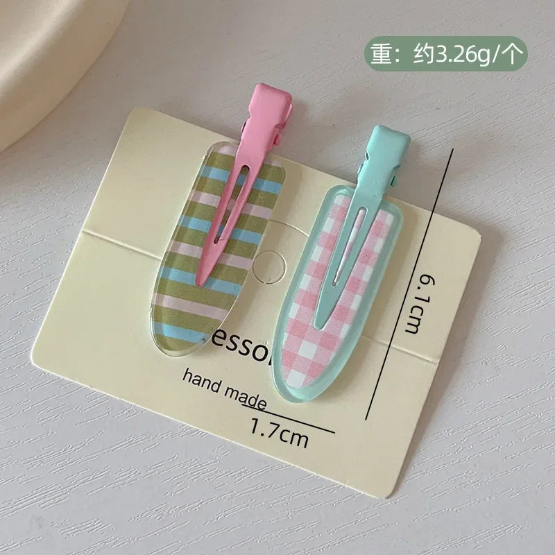 2/4pcs Candy Fruit Colors Hair Clips for Girl Summer Hairpins No Crease Acrylic Barrettes Hair Side Clamp Women Hair Accessories - Ice Cream Cake