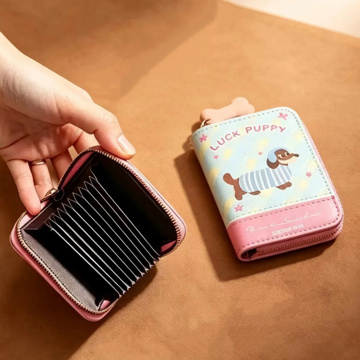 Stylish Sausage Dog Embroidery Pass Case Wallet