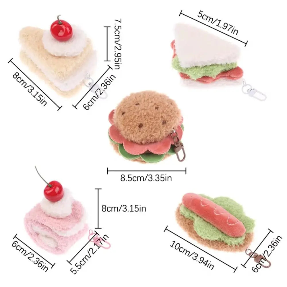 Korean Hamburger Simulation Food Keychain Stereoscopic Creative Sandwich Dessert Keyring Car Key Accessories Couple Gifts - Ice Cream Cake