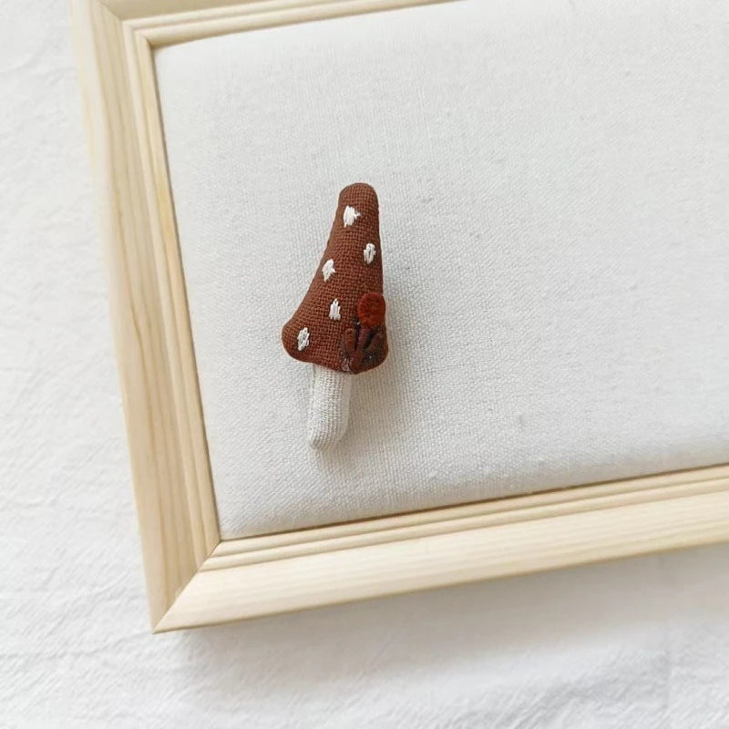 Cottagecore Fabric Mushroom Brooch