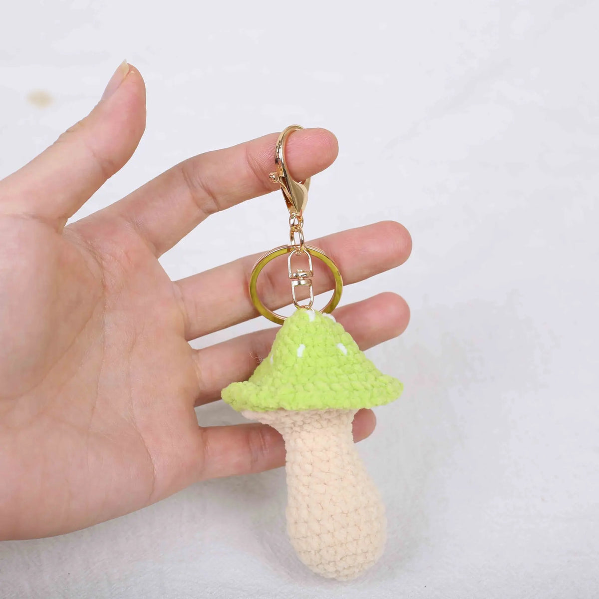 Handmade Crochet Mushroom Keychain Charm