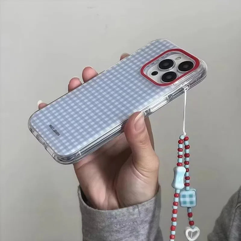 Gingham Check iPhone Case with Wrist Strap Option
