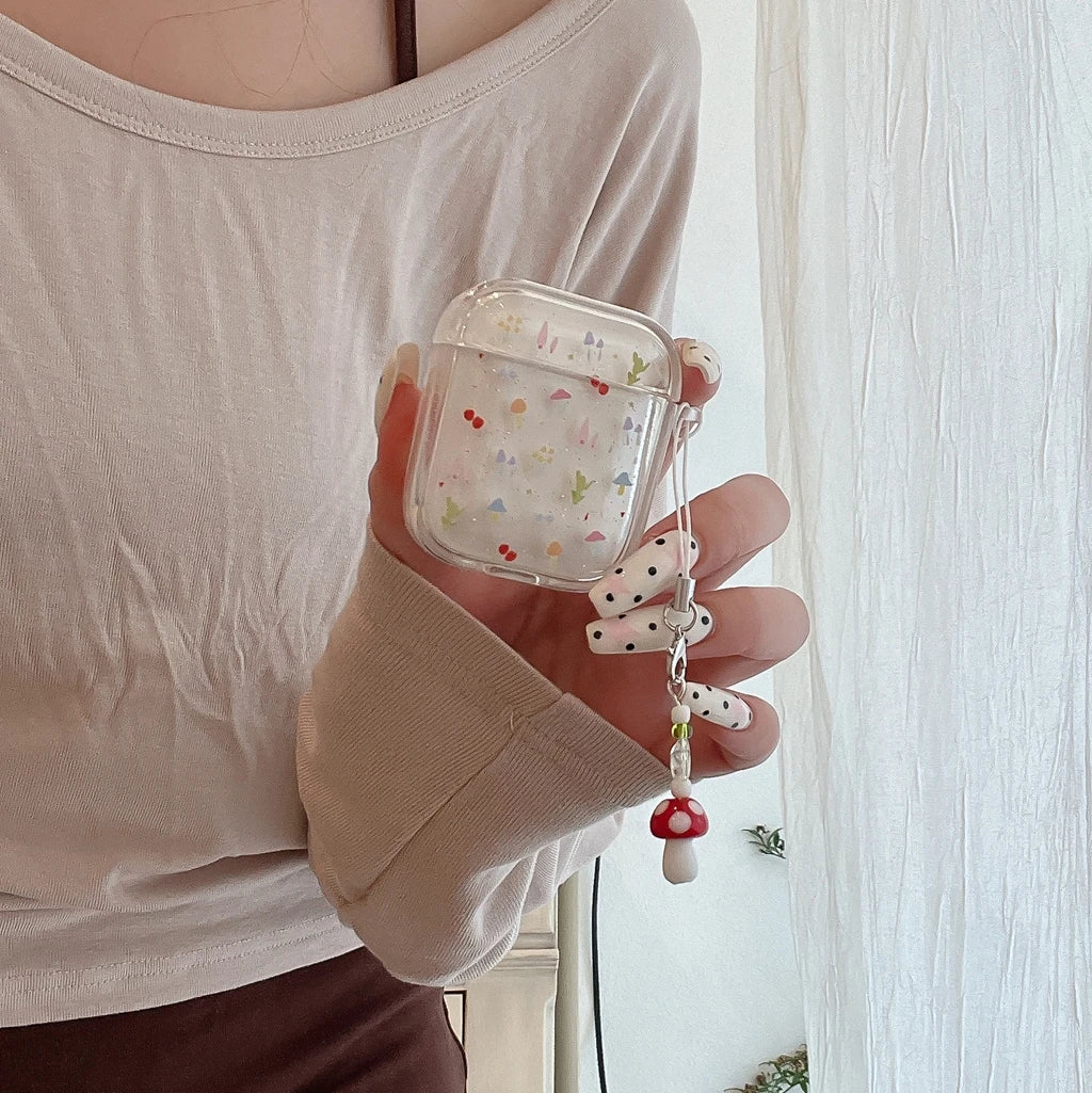 Glitter Mushroom AirPods Charger Case Cover