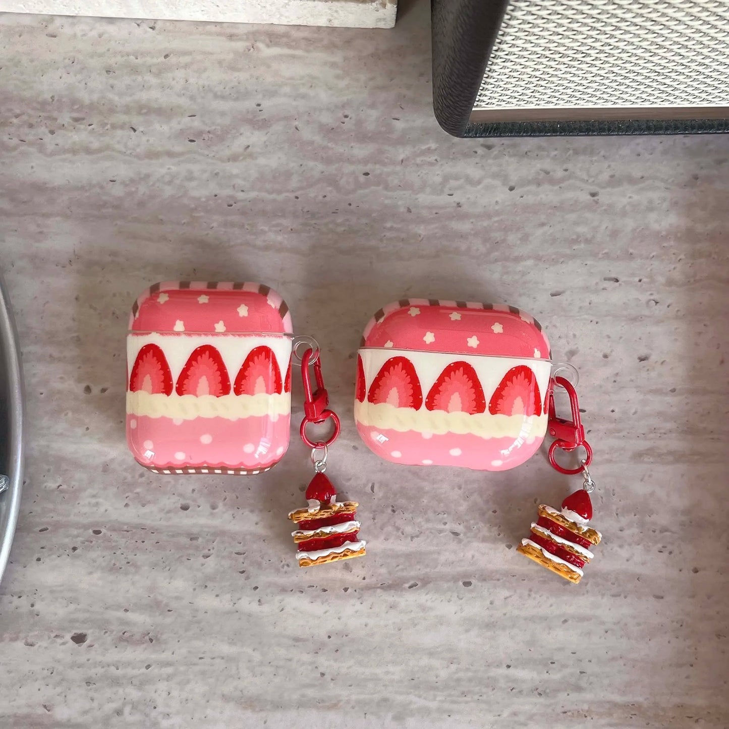 Sweet strawberry stars pendant cake imd earphone case wireless bluetooth charging box for apple airpods 1 2 3 4 pro 2nd cover - Ice Cream Cake