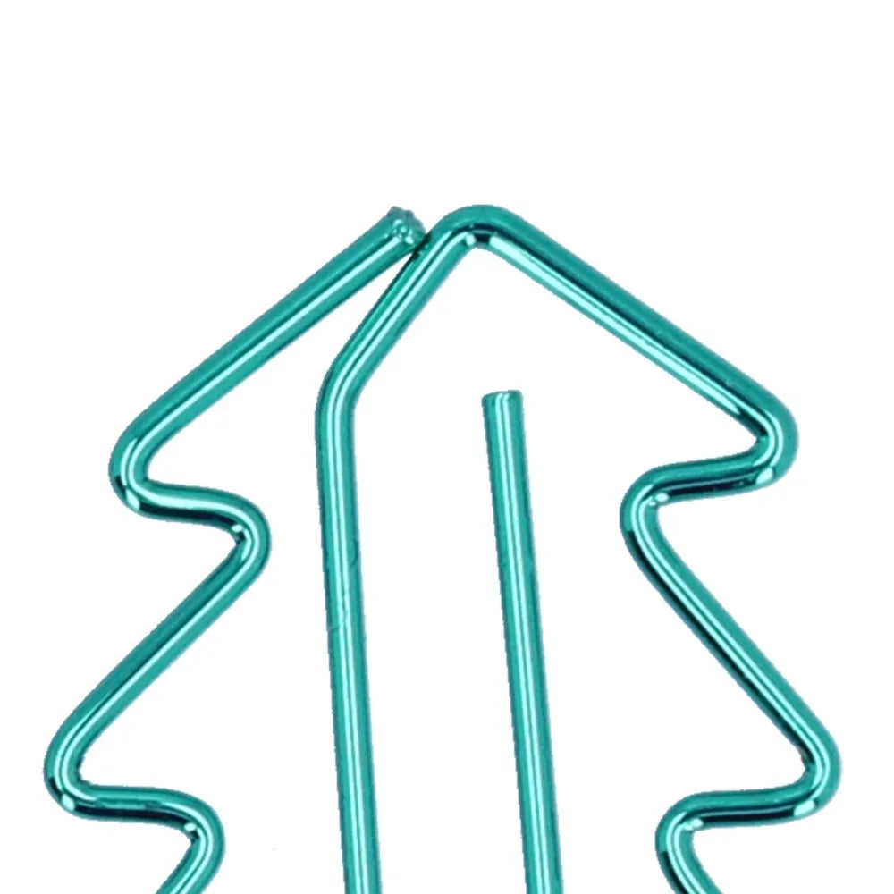 20PCS Tree Shape Mini Paperclip Electroplating Metal 32*24mm Iron Paper Clip Mini Size Dark Green Tree Shape Paperclip - Ice Cream Cake