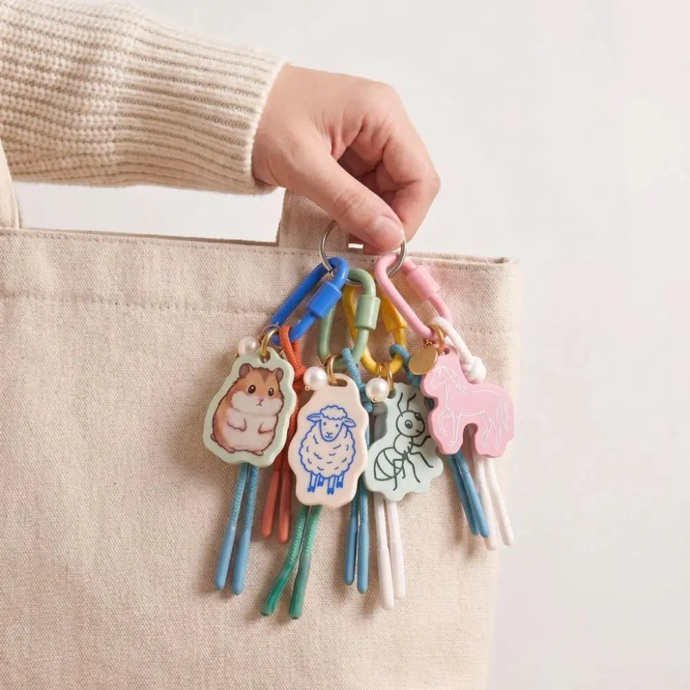 Printed Dog Rope Woven Acrylic Keychain Cat Rabbit Animals Series Pendant Cartoon Design Deer Bag Chain Charms DIY Accessories - Ice Cream Cake