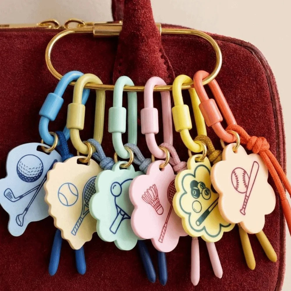 Weave Rope Rope Woven Acrylic Keychain Contrasting Color Golf Sports Series Pendant Tennis Geometric Shape Bag Chain Charms - Ice Cream Cake