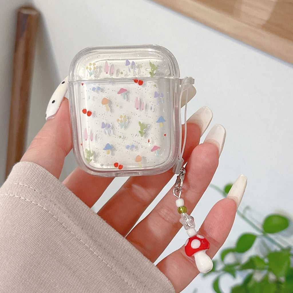 Glitter Mushroom AirPods Charger Case Cover
