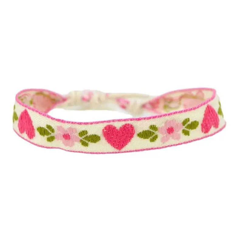 Boho Strawberry Flower Embroidered Bracelet Handmade Braided Bracelet Friendship Wrap Bracelets Thread Woven Wristbands - Ice Cream Cake