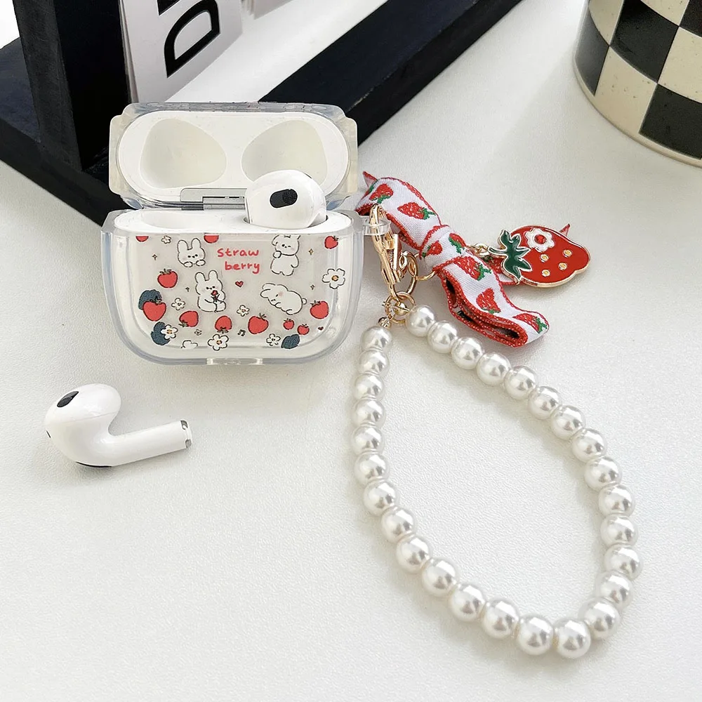 Strawberry Bunnies Charm AirPods Charger Case Cover