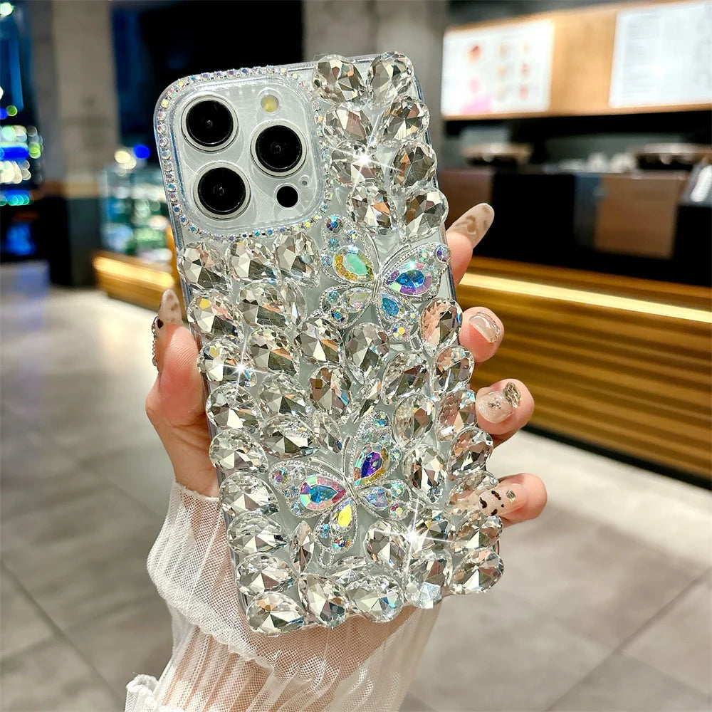 Glitter Rhinestone Butterfly Case for iPhone