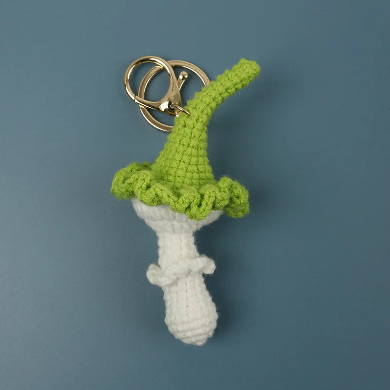 Handmade Crochet Mushroom Keychain Charm
