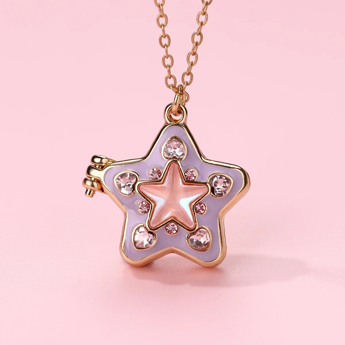 LATS Stars Lockets Pendant Necklace for Women Gold Color Photo Box Charm Necklaces Personality Jewelry Couple Gift - Ice Cream Cake
