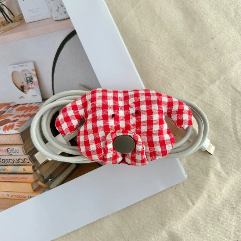 Data Cable Organiser Clip Headphone Cable Organiser New Puppy Shape Charging Cable Binding Strap Fabric Storage Box Supplies - Ice Cream Cake