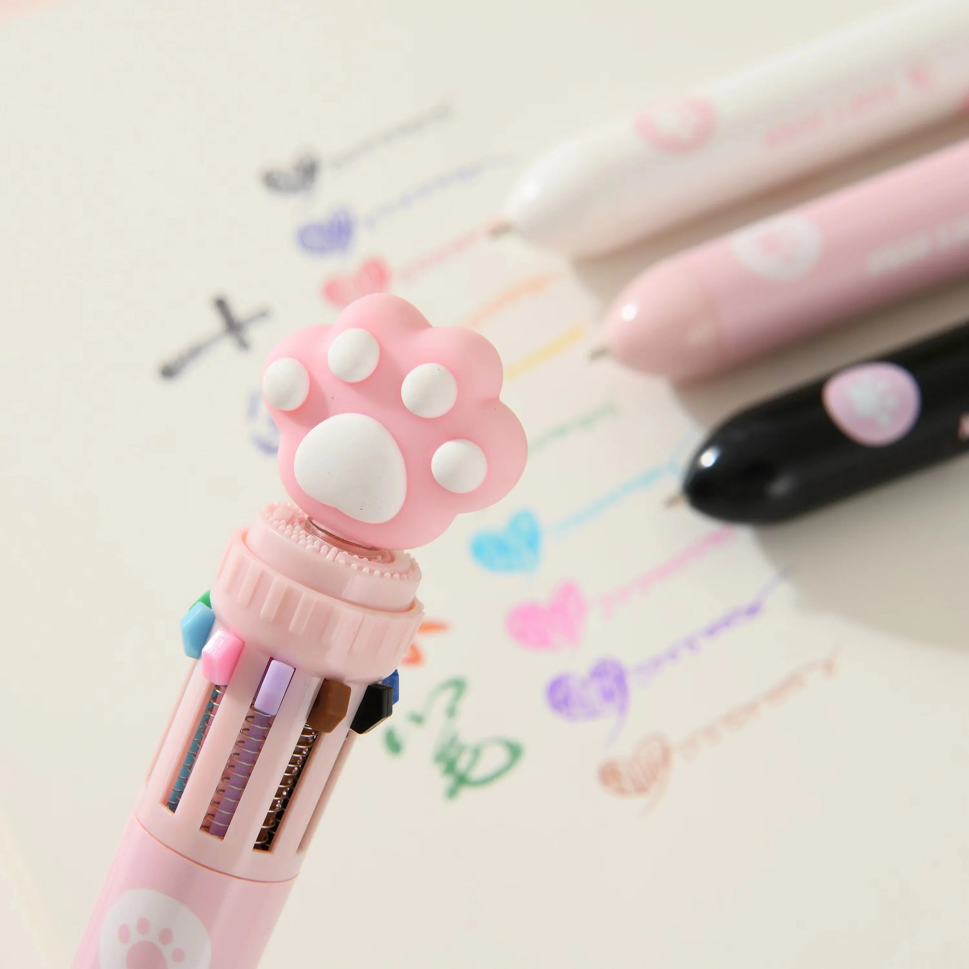 Cat Paw 10 Colours Ballpoint Pen - Ice Cream Cake