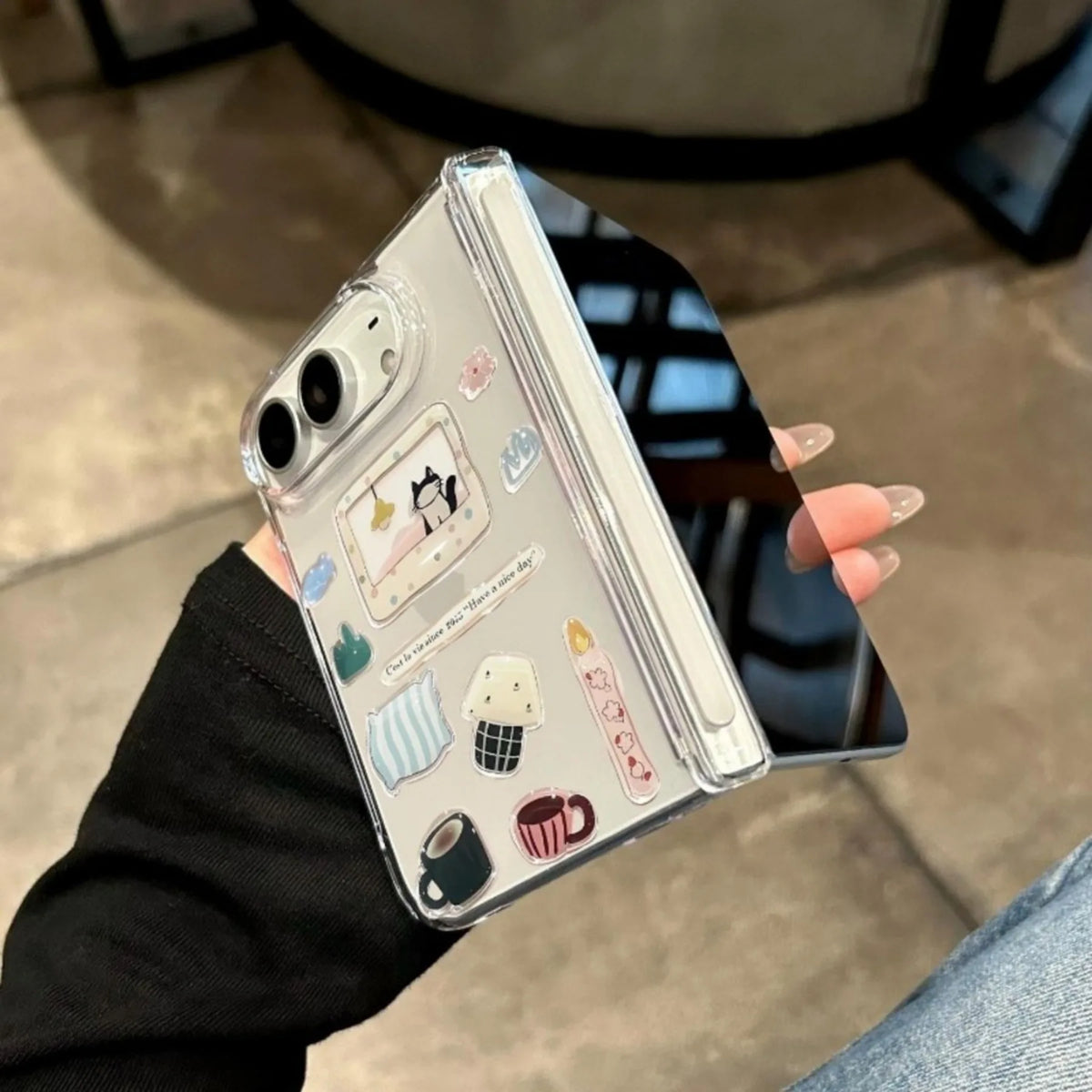 Cozy Kitty Cat Sticker Case for iPhone Duo
