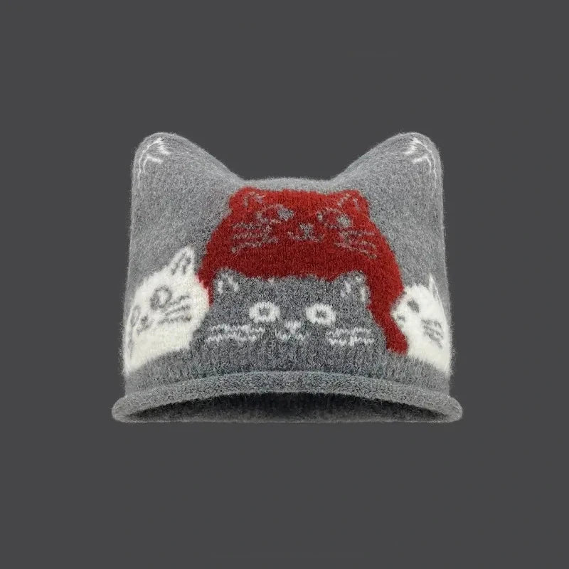 Cat Ear Kitty Cat Knit Beanie Hat