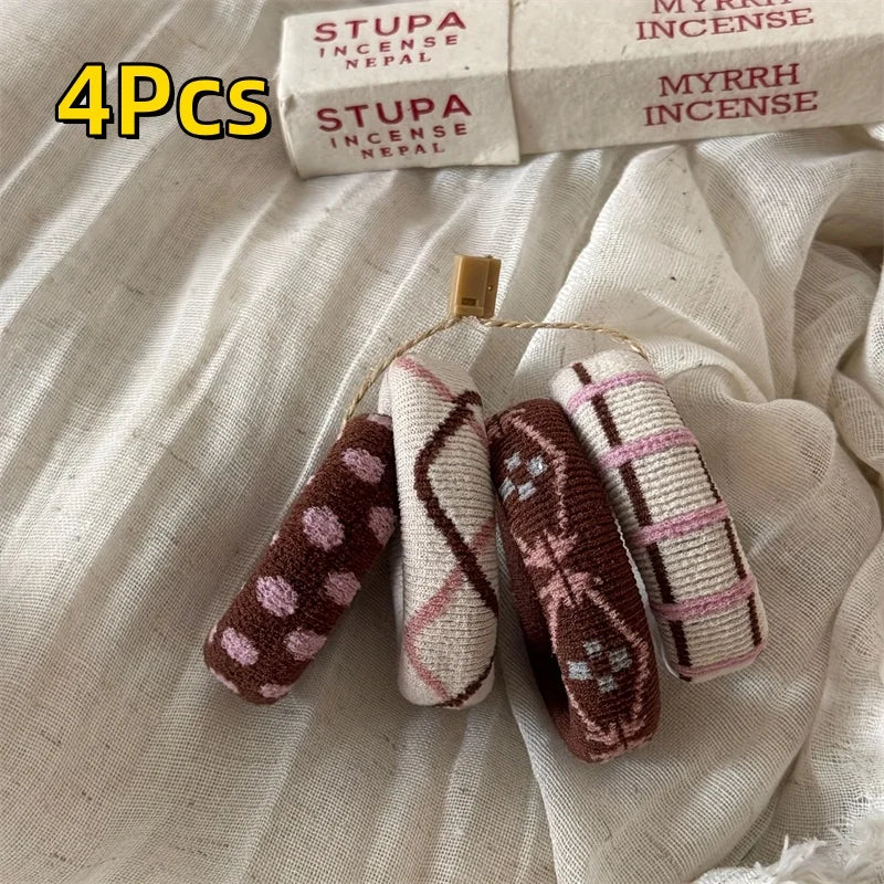 Fair Isle Colourwork Knit Hair Tie Set (Set of 4 Ties)