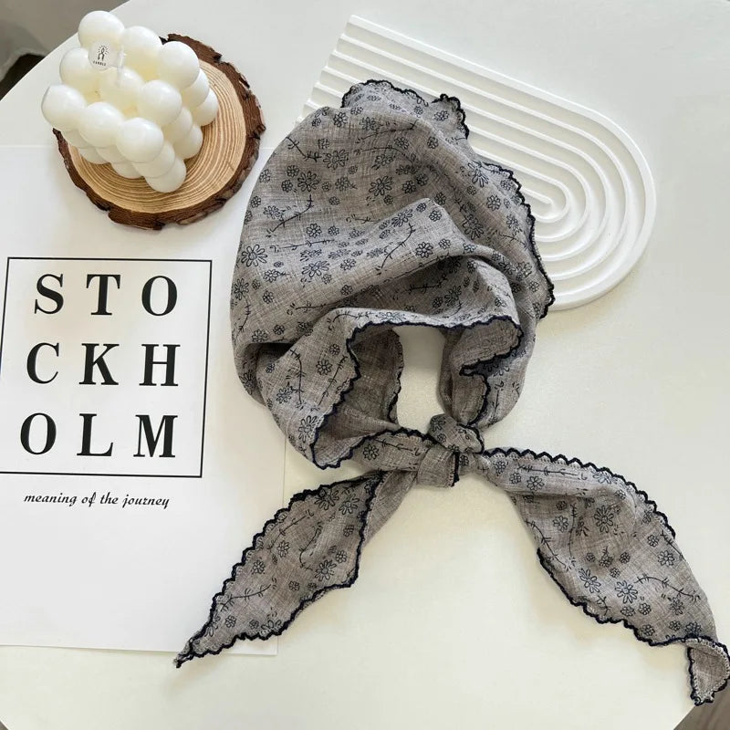 Floral Print Cottagecore Scarf - Ice Cream Cake