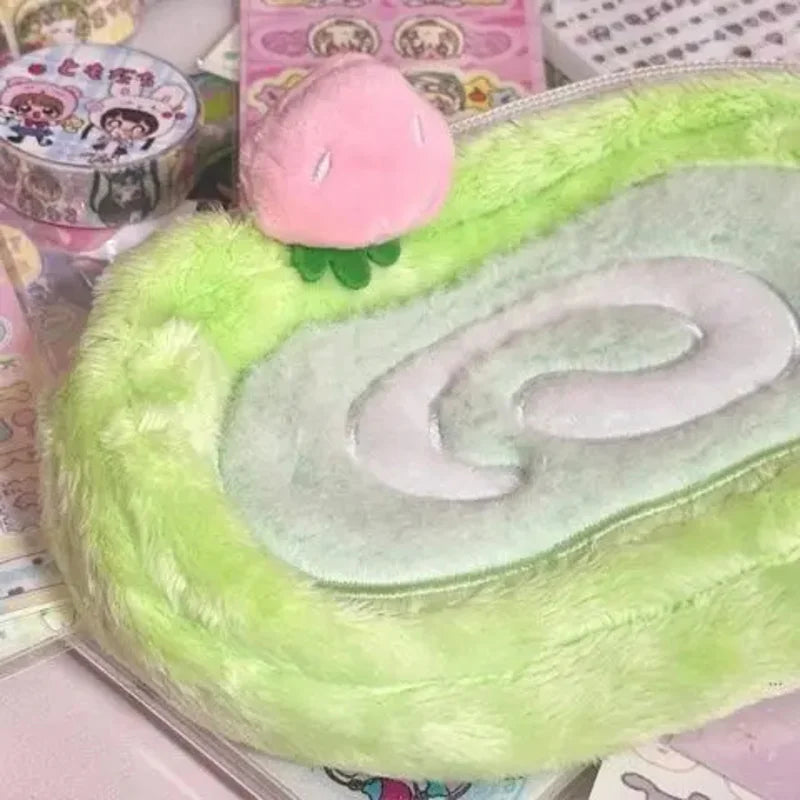 Large Capacity Cute Plush Pencil Case | Multifunctional Stationery Storage Bag - Ice Cream Cake