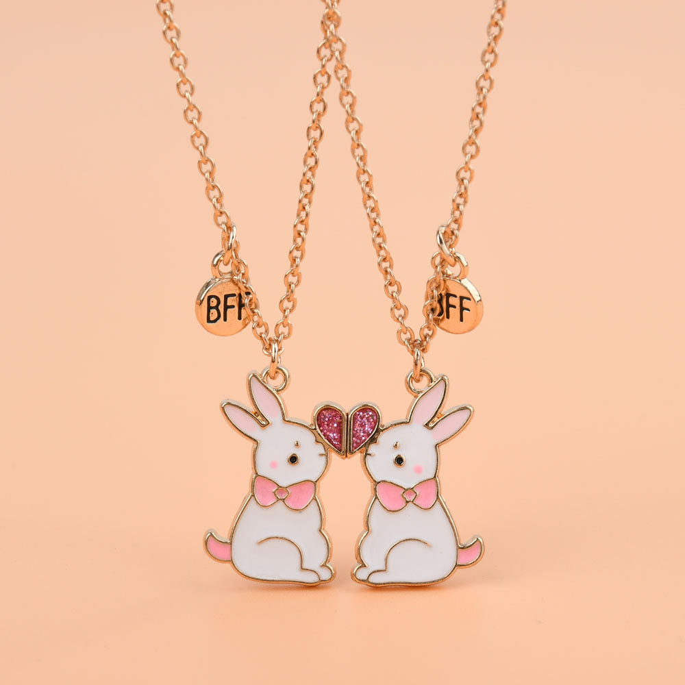 White Bunny Friendship Necklace Set - Ice Cream Cake