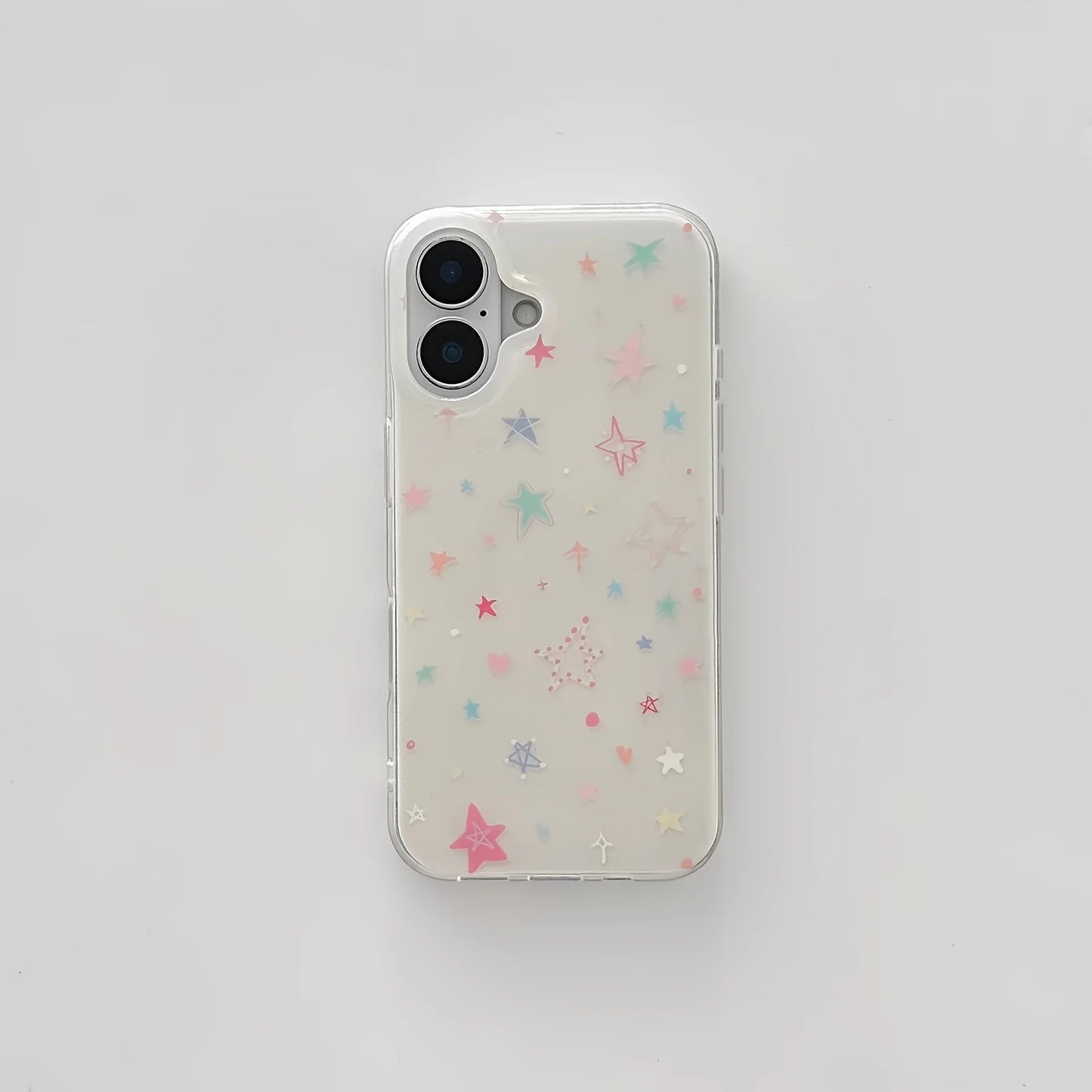 Phone Case for iPhone 17 16e 16 15 14 13 12 11 Pro Max X Xs 8 7 6 Air Plus Feather Texture Back Cover Clmj Korean Colorful Stars - Ice Cream Cake